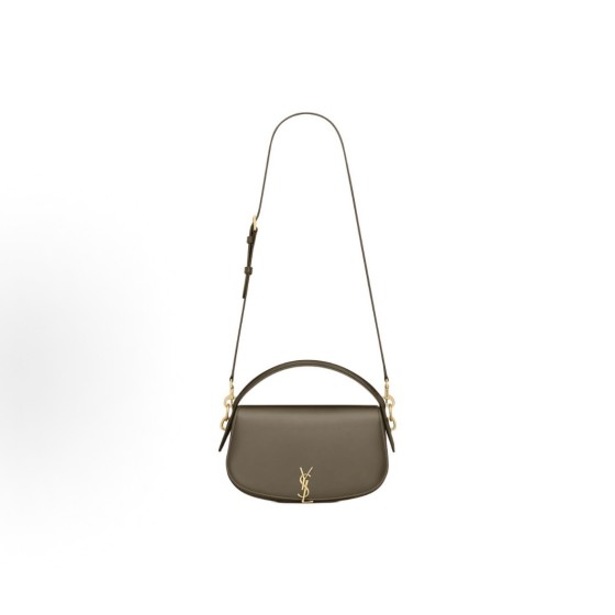 SAINT LAURENT YSL bronze metal hand-held crossbody single-shoulder bag for regular women in deep musk color
